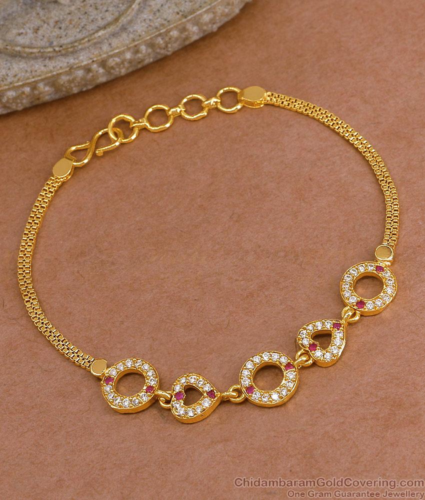 Sparkling Ad Stone Heart Shaped Gold Plated Bracelet For Women BRAC1135