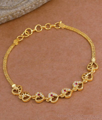 Beautiful Heart Charms Design Gold Plated Bracelet For Women BRAC1137