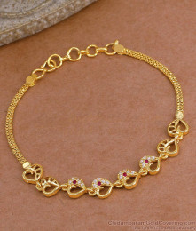 Beautiful Heart Charms Design Gold Plated Bracelet For Women BRAC1137