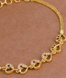 Beautiful Heart Charms Design Gold Plated Bracelet For Women BRAC1137 Beautiful Heart Charms Design Gold Plated Bracelet For Women BRAC1137