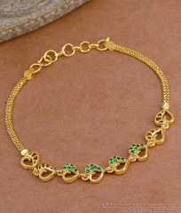 Latest Heart Design Emerald Stone Bracelet 1 Gram Gold Jewelry BRAC1138