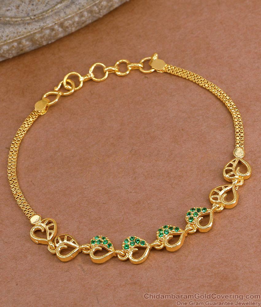 Latest Heart Design Emerald Stone Bracelet 1 Gram Gold Jewelry BRAC1138 Latest Heart Design Emerald Stone Bracelet 1 Gram Gold Jewelry BRAC1138