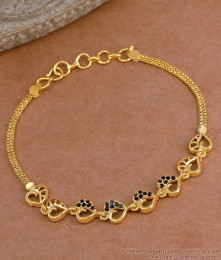 Premium Quality Micro Gold Polish Bracelet Black Stone Design BRAC1139
