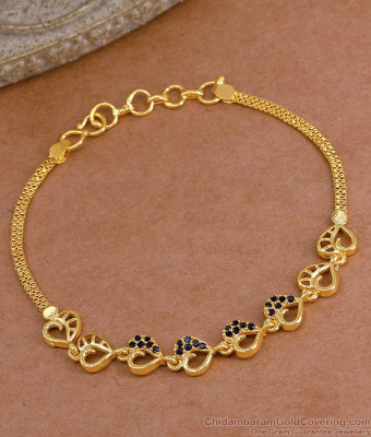 Premium Quality Micro Gold Polish Bracelet Black Stone Design BRAC1139