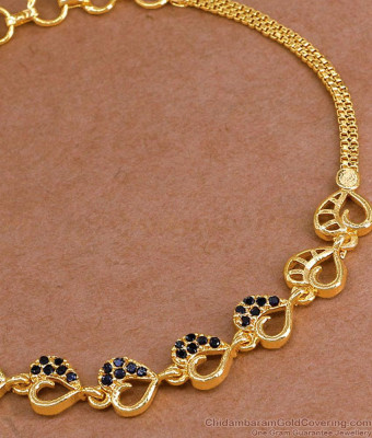 Premium Quality Micro Gold Polish Bracelet Black Stone Design BRAC1139