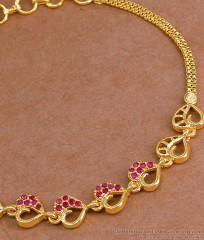 Trendy One Gram Gold Heart Bracelet Ruby Stone Design Online BRAC1140 Trendy One Gram Gold Heart Bracelet Ruby Stone Design Online BRAC1140