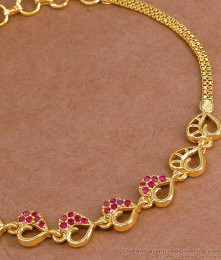 Trendy One Gram Gold Heart Bracelet Ruby Stone Design Online BRAC1140 Trendy One Gram Gold Heart Bracelet Ruby Stone Design Online BRAC1140