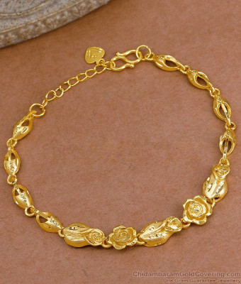 Two Gram Gold Flower Design Bracelet Chain Type For Women Online BRAC1142
