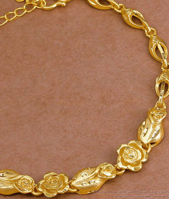 Two Gram Gold Flower Design Bracelet Chain Type For Women Online BRAC1142