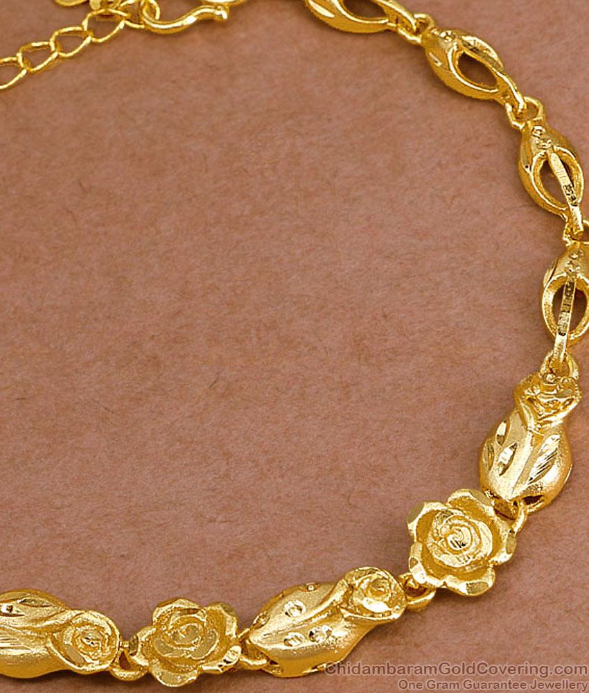 Two Gram Gold Flower Design Bracelet Chain Type For Women Online BRAC1142 Two Gram Gold Flower Design Bracelet Chain Type For Women Online BRAC1142