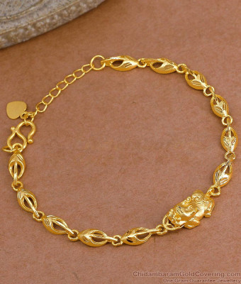 Real Gold Tone Dragon Motif Bracelet For Bridal Wear Online BRAC1143
