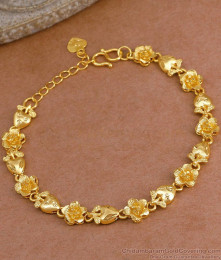Unique Flower Charm Forming Gold Bracelet Bridal Collections BRAC1144