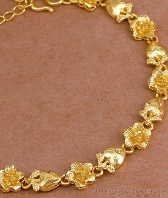 Unique Flower Charm Forming Gold Bracelet Bridal Collections BRAC1144