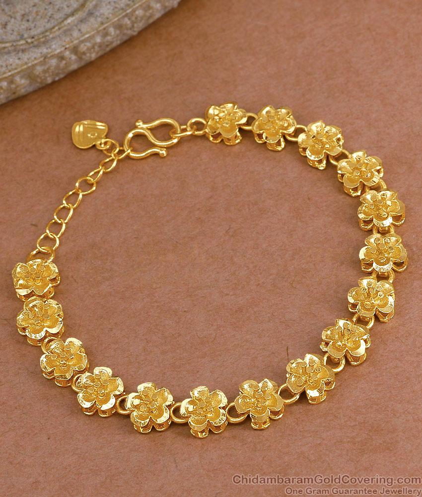3D Flower Design Gold Imitation Bracelet For College Girls BRAC1146 3D Flower Design Gold Imitation Bracelet For College Girls BRAC1146