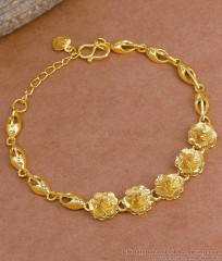 Premium Quality Forming Gold Flower Bracelet Solid Design Online BRAC1147