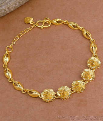 Premium Quality Forming Gold Flower Bracelet Solid Design Online BRAC1147