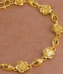 24Kt Gold Flower Charms Bracelet 2 Gram Gold Jewelry BRAC1148 24Kt Gold Flower Charms Bracelet 2 Gram Gold Jewelry BRAC1148
