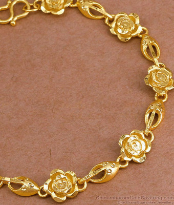 24Kt Gold Flower Charms Bracelet 2 Gram Gold Jewelry BRAC1148
