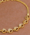 Stylish Gold Imitation White Stone Bracelet Heart Design For College Wear BRAC1150
