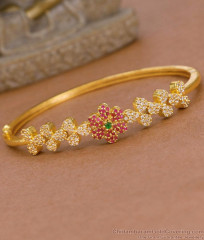 Beautiful Floral Design Multi Color Stone Kada Bracelet For Women BRAC1151