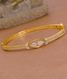 Light Weight Gold Kada Bracelet Full White Stone Design For Party Wear BRAC1154