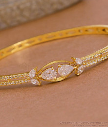 Light Weight Gold Kada Bracelet Full White Stone Design For Party Wear BRAC1154