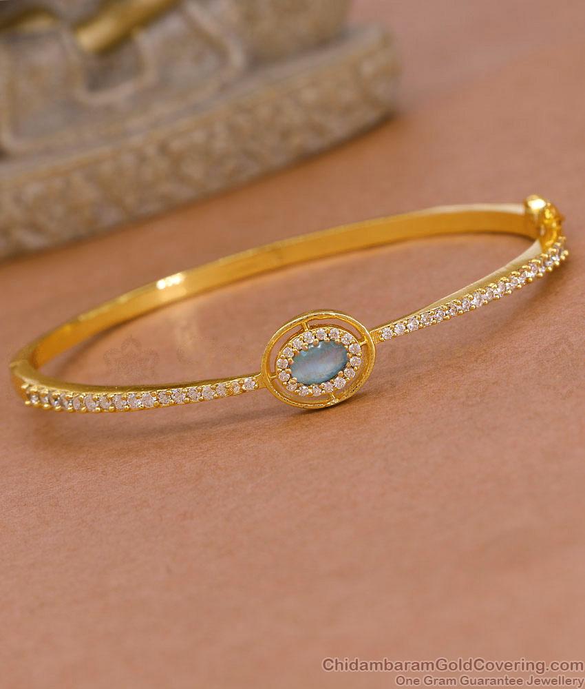 Ocean Blue Gemstone Diamond Bracelet Gold Imitation Jewelry BRAC1156