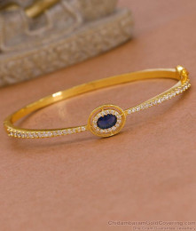 High Quality Micro Gold Plated Kada Bracelet With Saphhire Gemstone BRAC1157