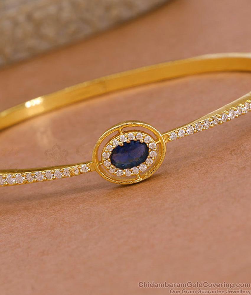 High Quality Micro Gold Plated Kada Bracelet With Saphhire Gemstone BRAC1157