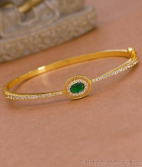 Glittering Emerald Stone Gold Plated Bracelet With Ad Stones BRAC1159