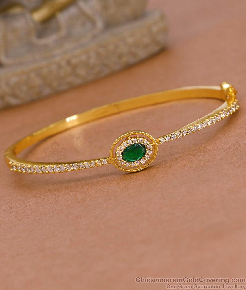 Glittering Emerald Stone Gold Plated Bracelet With Ad Stones BRAC1159