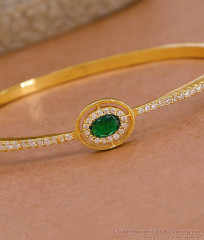 Glittering Emerald Stone Gold Plated Bracelet With Ad Stones BRAC1159