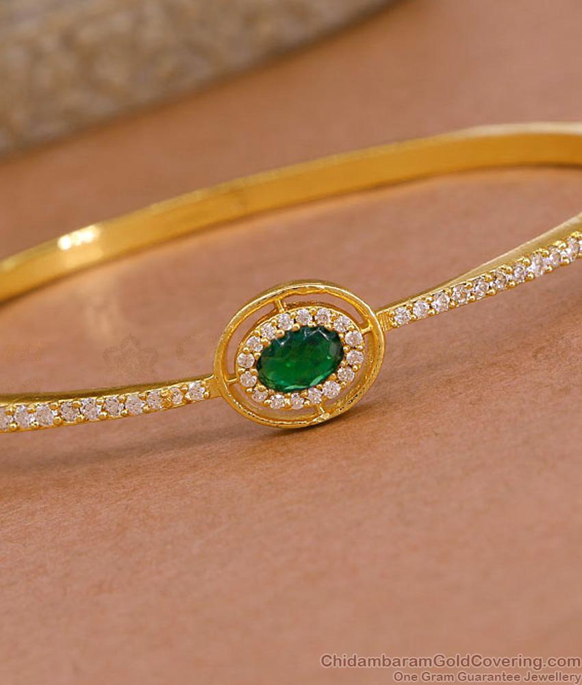 Glittering Emerald Stone Gold Plated Bracelet With Ad Stones BRAC1159