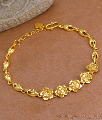 Two Gram Gold Chain Bracelet Floral Design For Women Fashion BRAC1163