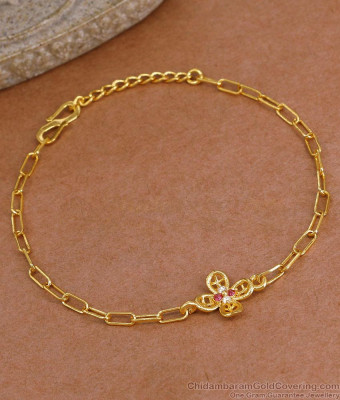 Daily Wear Chain Type Gold Plated Bracelet For College Girls BRAC1166