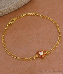 Cute Heart Design Gold Imitation Bracelet With Stone For Girls BRAC1167