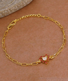 Cute Heart Design Gold Imitation Bracelet With Stone For Girls BRAC1167