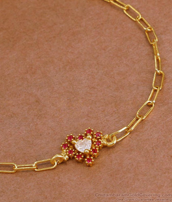 Cute Heart Design Gold Imitation Bracelet With Stone For Girls BRAC1167