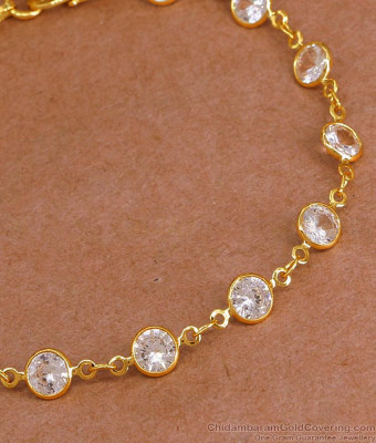 Sparkling White Stone Gold Imitation Bracelet Design For Party Wear BRAC1169