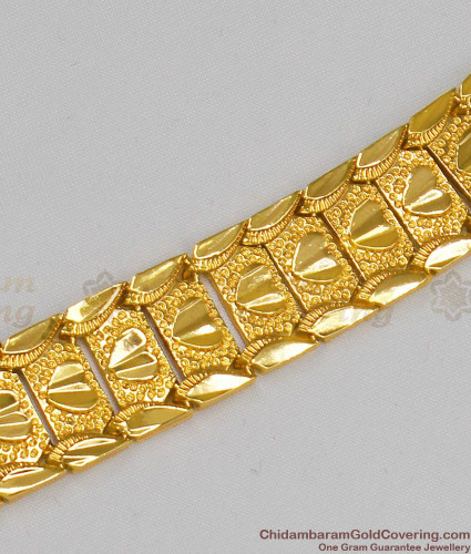 Gold Plated Designer Studded AD Artifical Stone Wedding Style Men Bracelet  11 Inches by GoldNera