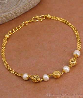 Beautiful Pearl Beads Gold Imitation Bracelet Design At Affordable Price BRAC1171