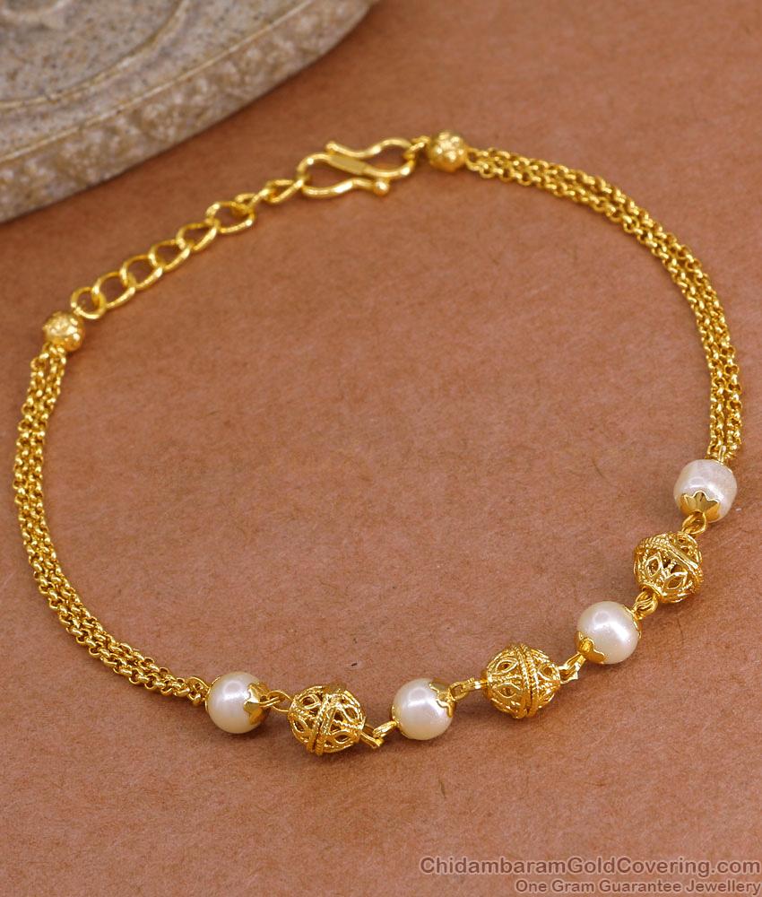 Beautiful Pearl Beads Gold Imitation Bracelet Design At Affordable Price BRAC1171