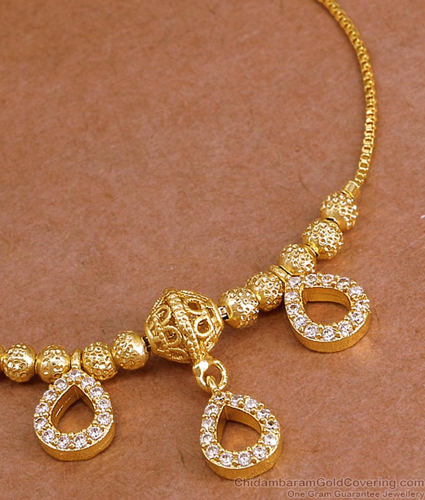 Attractive Milagu Mani Gold Imitation Bracelet With White Stone Drop Design BRAC1172