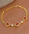 Stylish Triple Ruby Heart Gold Plated Bracelet For Women Fashion BRAC1176 Stylish Triple Ruby Heart Gold Plated Bracelet For Women Fashion BRAC1176
