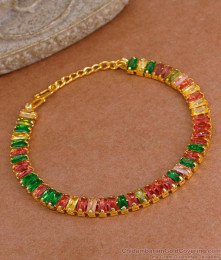 Glittering Multi Color Gemstone Micro Gold Polish Bracelet Collections BRAC1177