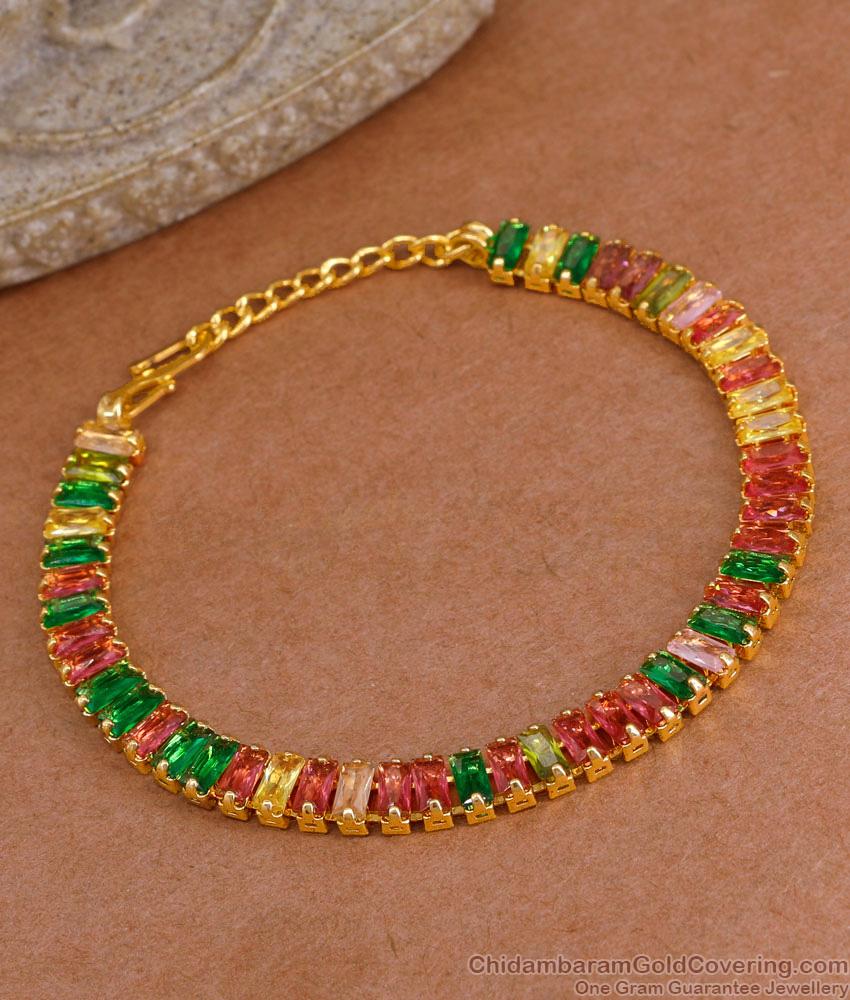 Glittering Multi Color Gemstone Micro Gold Polish Bracelet Collections BRAC1177 Glittering Multi Color Gemstone Micro Gold Polish Bracelet Collections BRAC1177