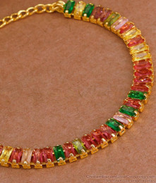 Glittering Multi Color Gemstone Micro Gold Polish Bracelet Collections BRAC1177