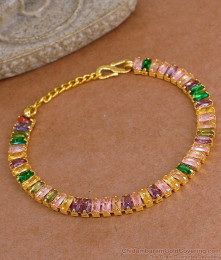 Stylisg Pink Gradient Crystals Bracelet Gold Imitation Jewelry Online BRAC1178