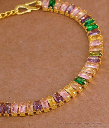 Stylisg Pink Gradient Crystals Bracelet Gold Imitation Jewelry Online BRAC1178