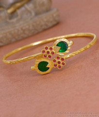 Traditional Green Palakka Stone Gold Imitation Bracelet Designs BRAC1179